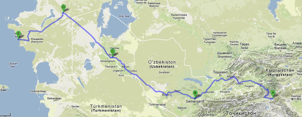 Aqtau in Kazakstan to the Chinese border