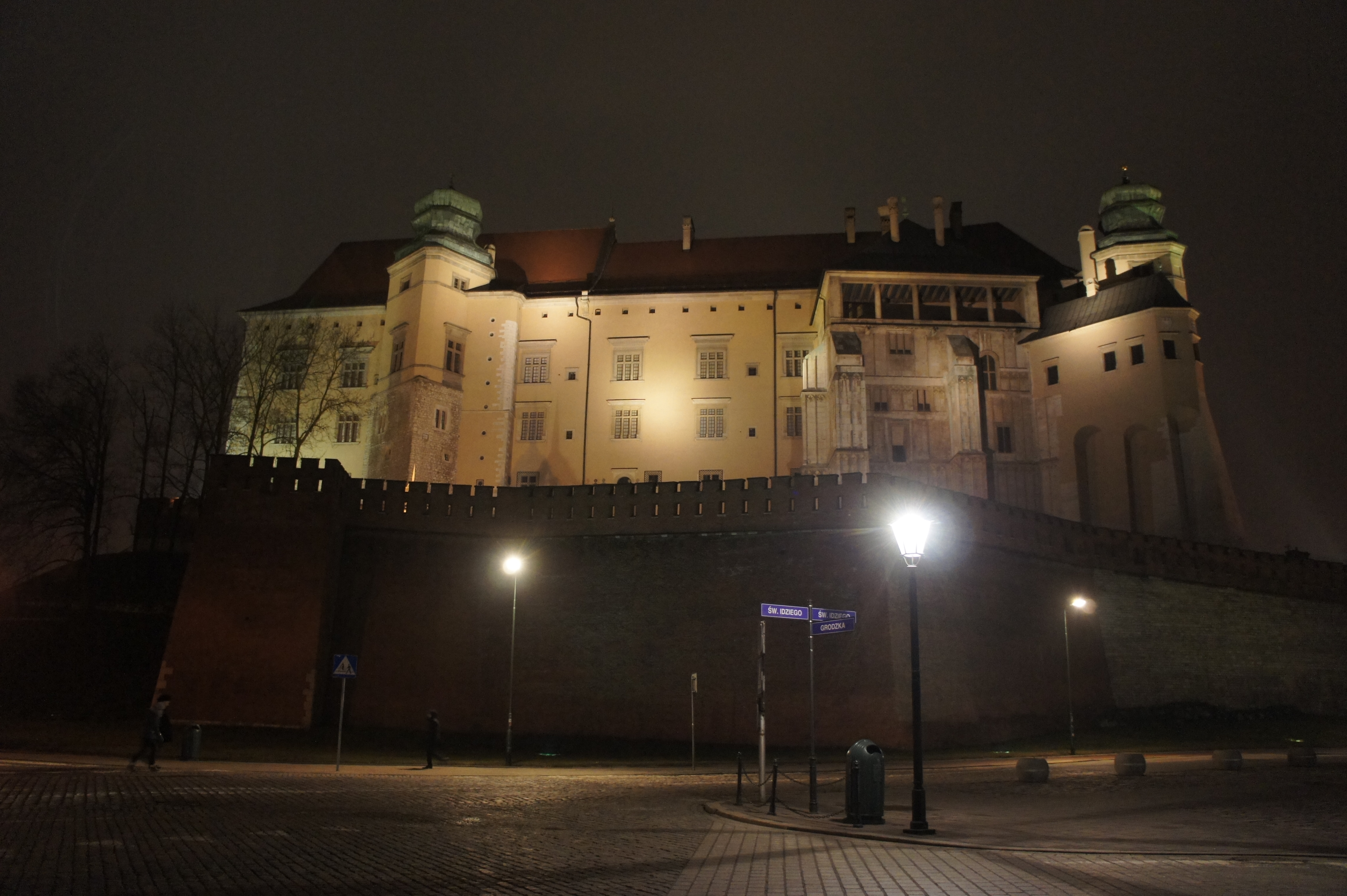 Wawel hill by night. Our hostel is 200 m from here.