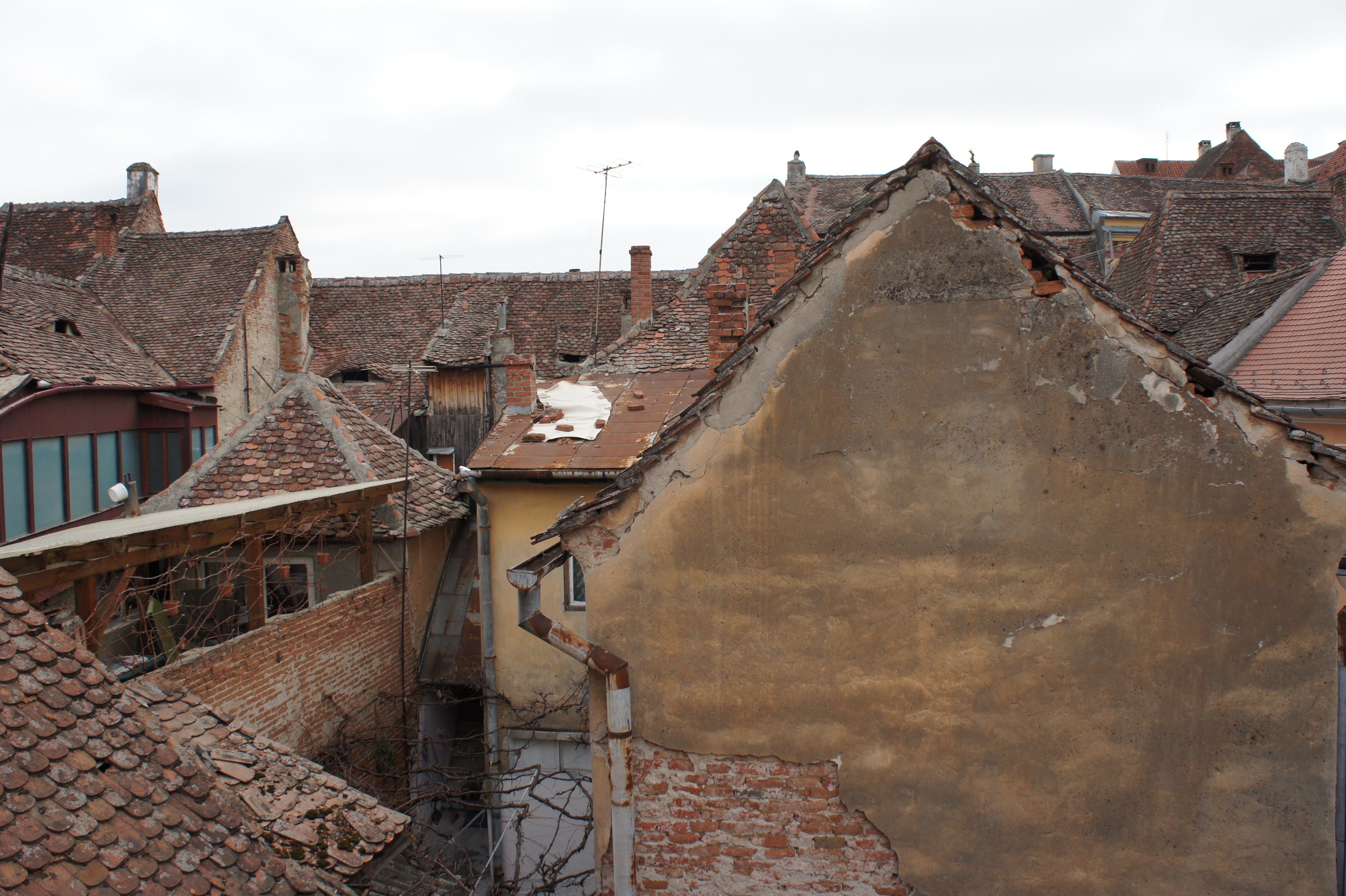 View over the roof tops  from our room in central Sibiu