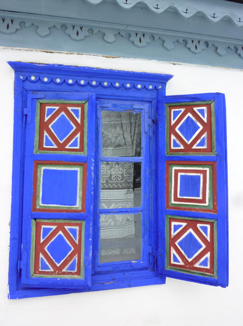 Colourful window at the village museum